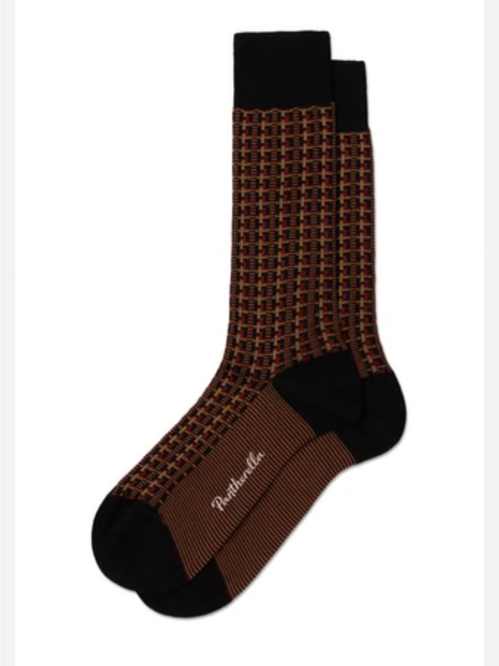 Pantherella Randolph Vertical Box Jacquard Crew Socks